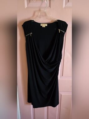 MICHAEL Michael Kors Black Draped Zip Detail Dress
